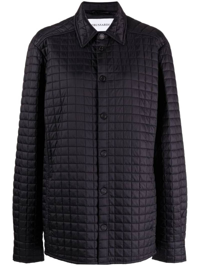 Trussardi check-quilt button-up jacket - Black von Trussardi