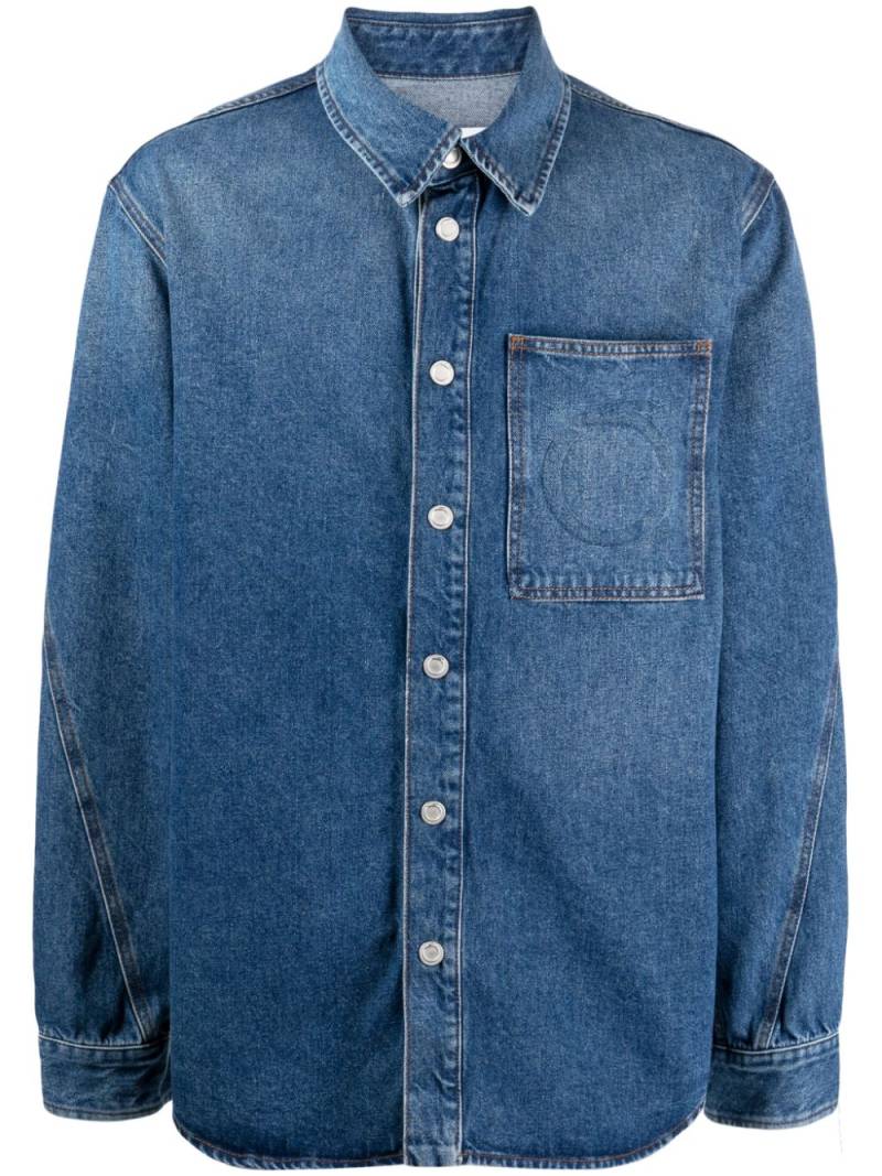 Trussardi logo-embossed denim shirt - Blue von Trussardi