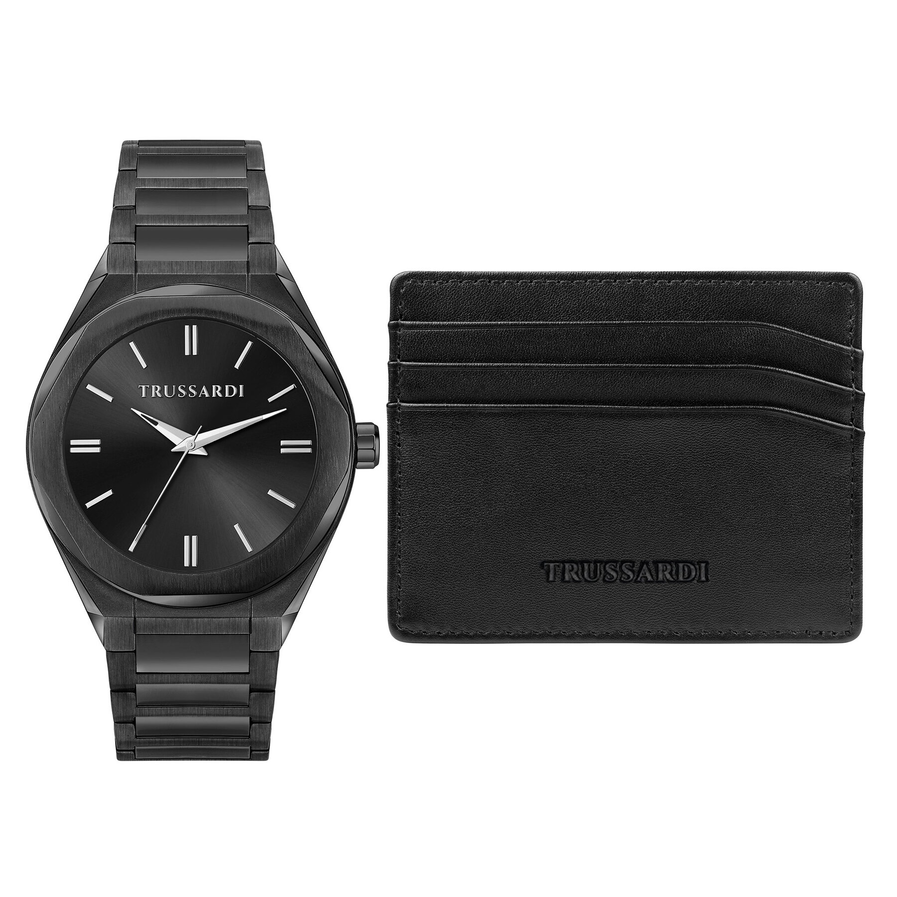 Uhr und Kartenetui Set Trussardi R2453156007 Schwarz von Trussardi