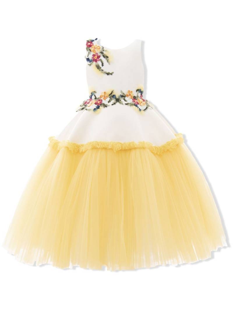 Tulleen Aquino floral-embroidered dress - Yellow von Tulleen