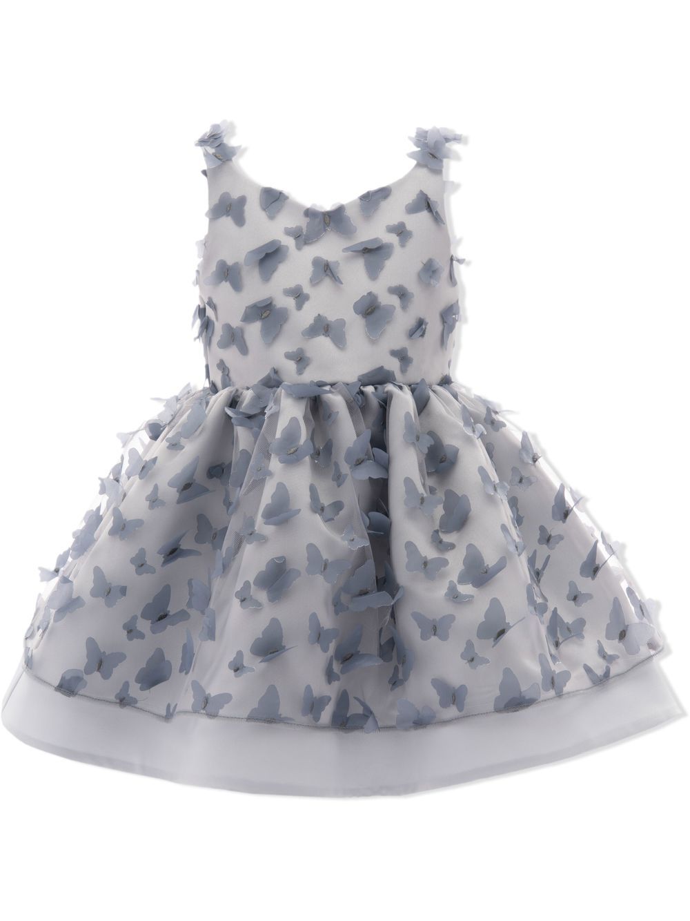 Tulleen Mariposa floral-appliqué dress - Grey von Tulleen