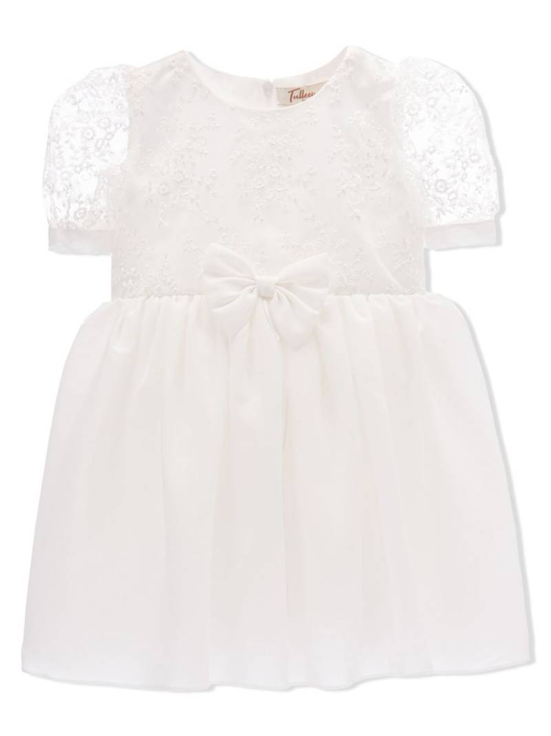 Tulleen bow floral embroidery dress - White von Tulleen