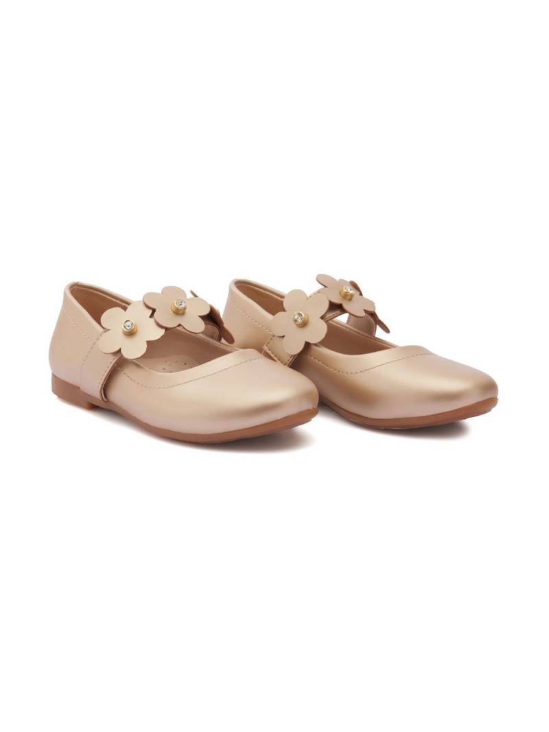 Tulleen floral-strap ballerina shoes - Gold von Tulleen