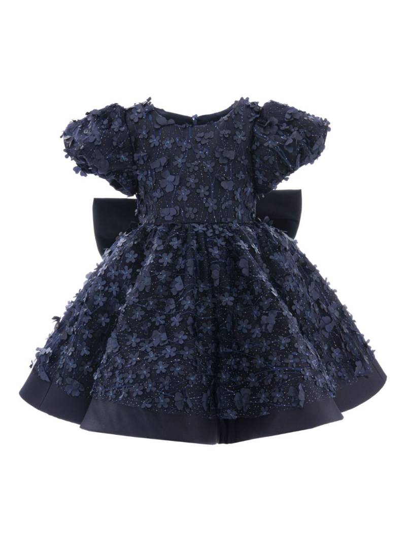 Tulleen oversize-bow floral-appliqué dress - Blue von Tulleen