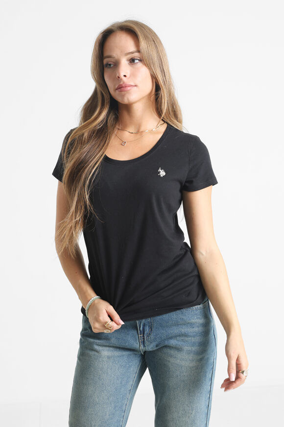 U.S. Polo Assn. T-Shirt | Black | Damen  | L von U.S. Polo Assn.