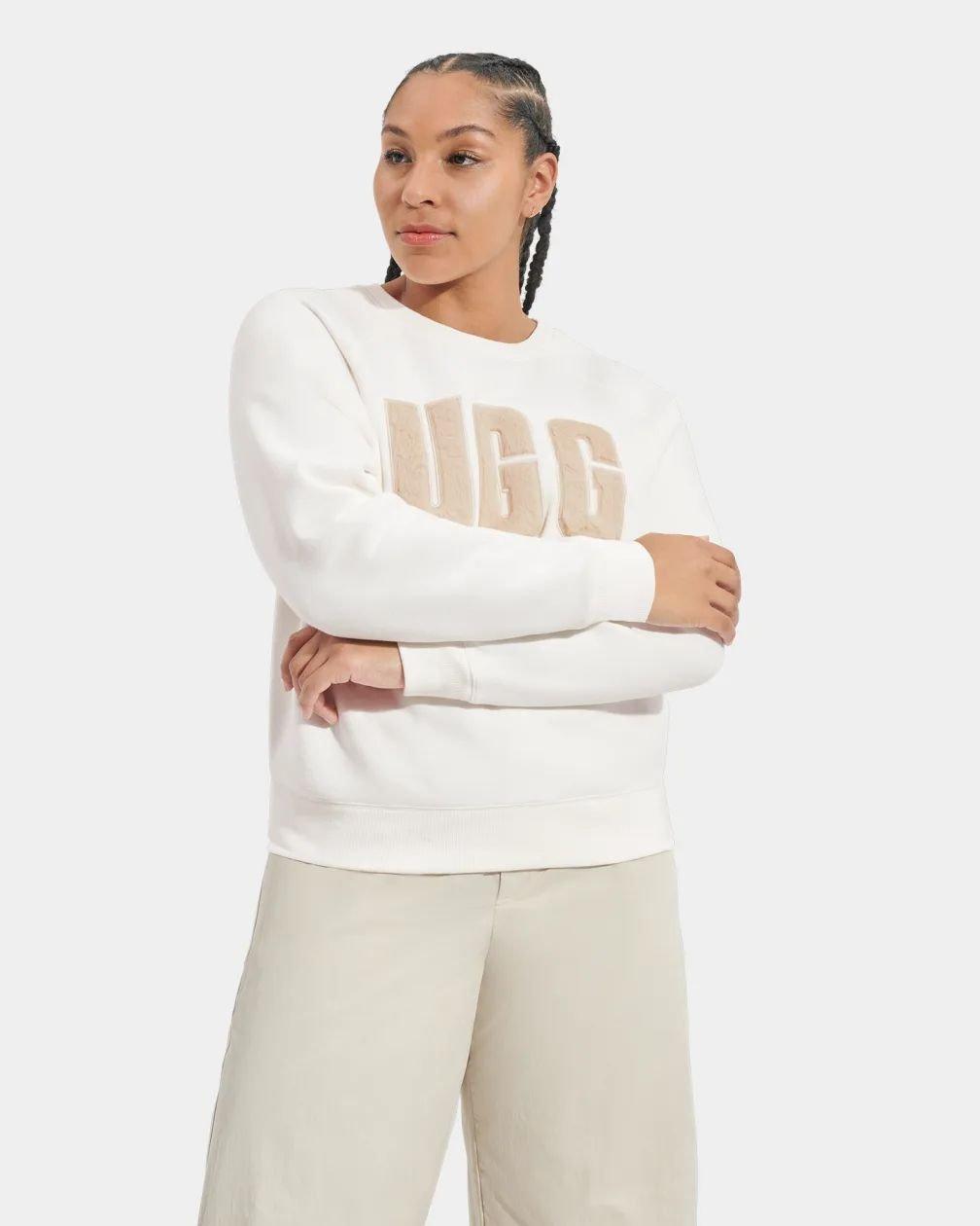 Madeline Fuzzy Logo Crewneck-m Damen Offwhite M von UGG