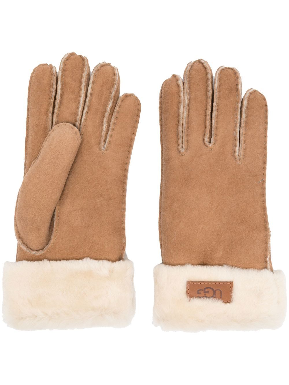 UGG suede logo-patch gloves - Neutrals von UGG