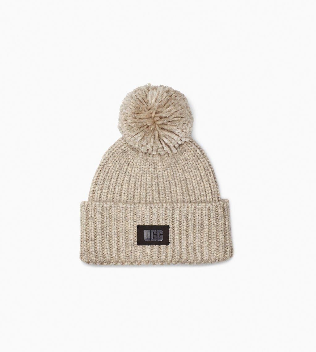 W Chunky Rip Knit Beanie W Pom-0 Damen Sand ONE SIZE von UGG