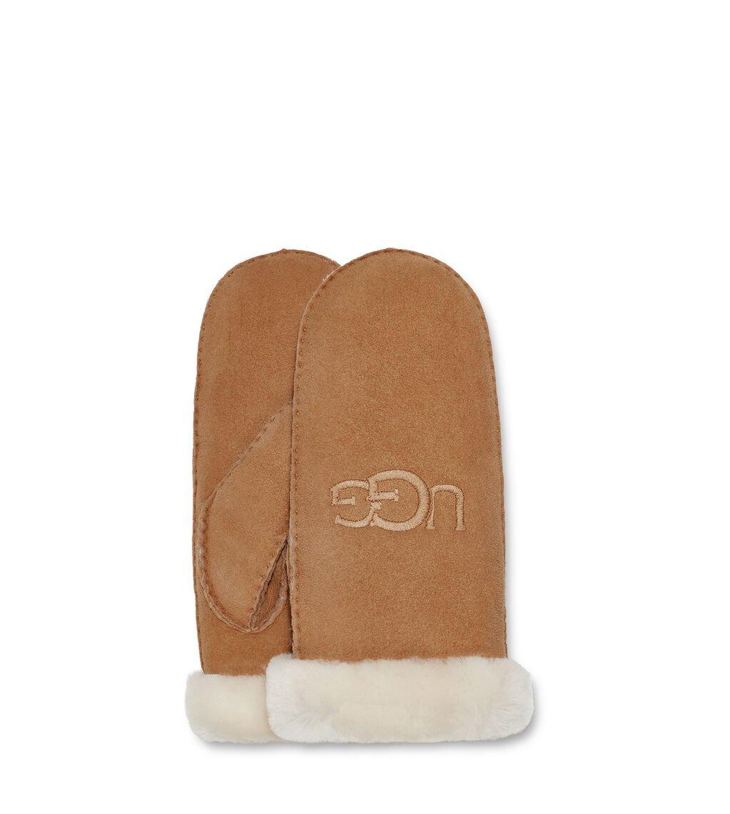 W Sheepskin Embroider Mitten-sm Damen Beige S/M von UGG