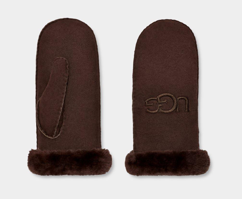 W Sheepskin Embroider Mitten-sm Damen Braun S/M von UGG