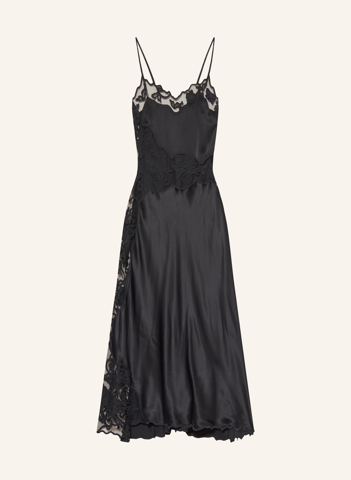 Ulla Johnson Satinkleid Lucienne Mit Spitze schwarz von ULLA JOHNSON