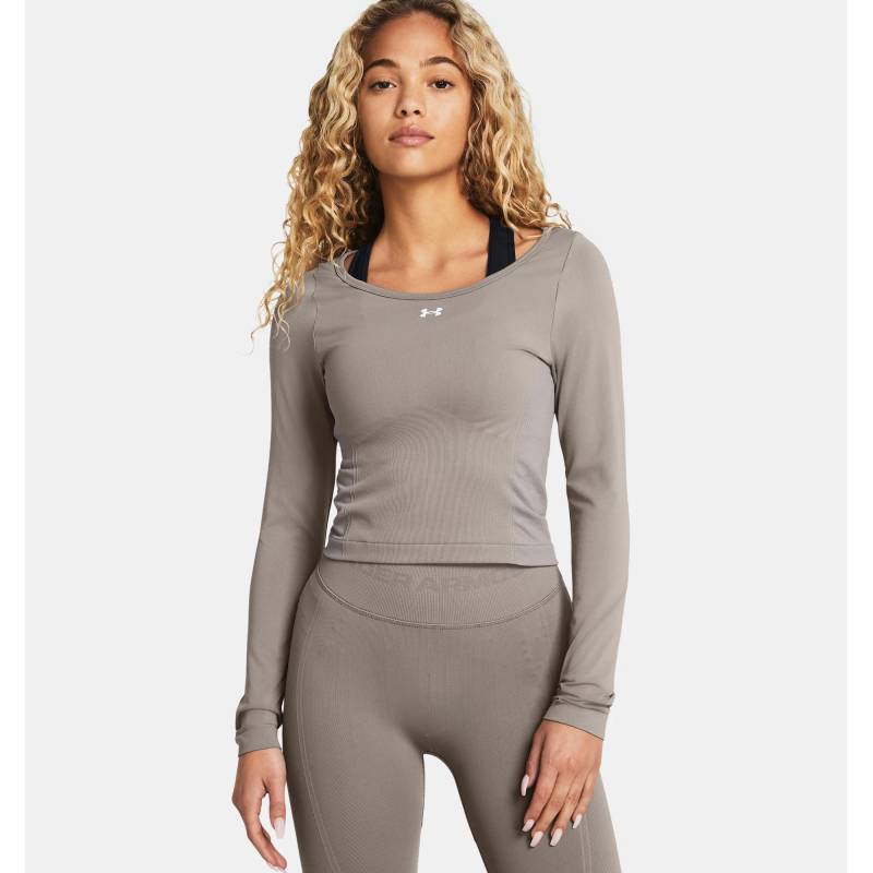 Under Armour - Crop Top, UA Train Seamless LS, L, Hellgrau von Under Armour