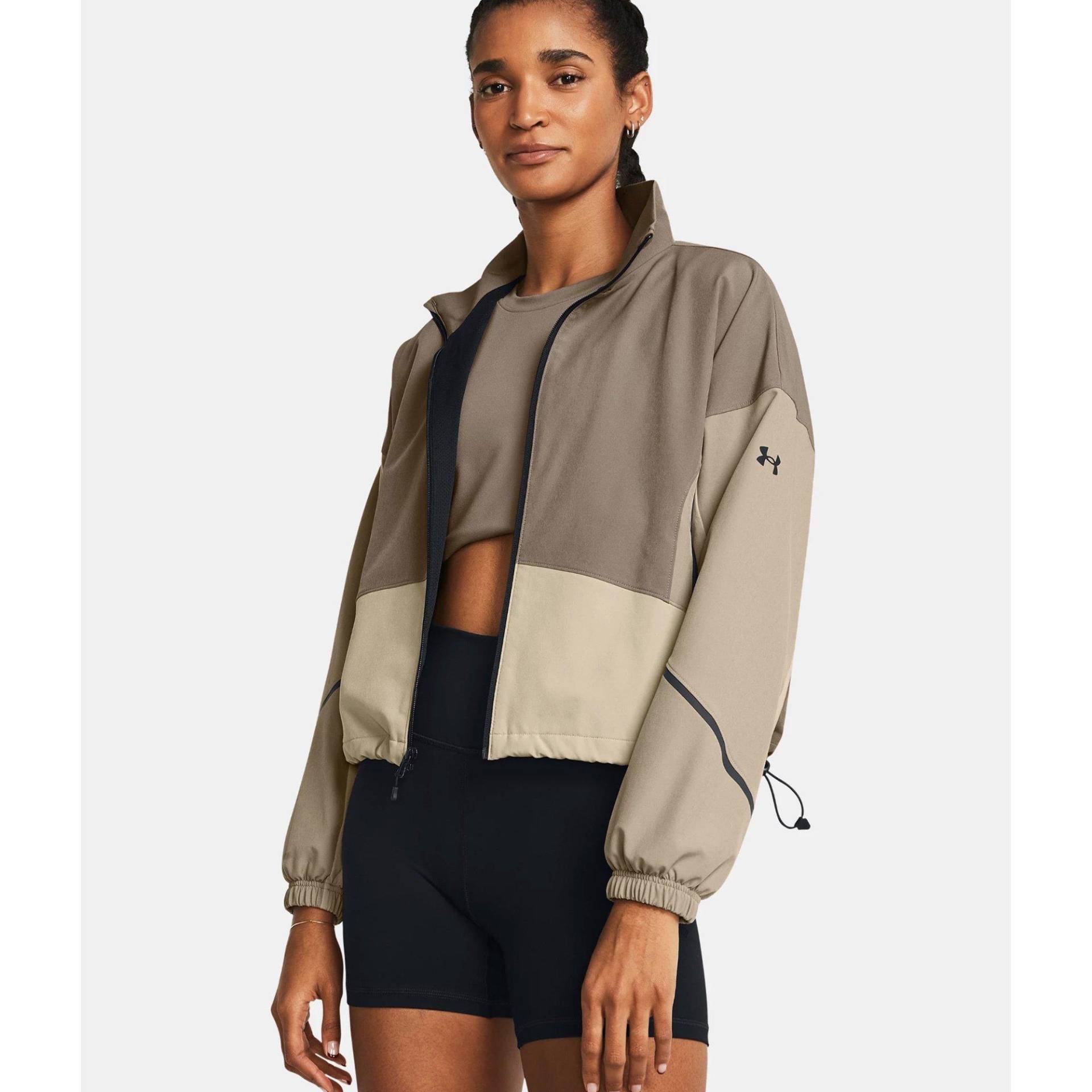 Trainerjacke Ohne Kapuze Damen Beige L von UNDER ARMOUR