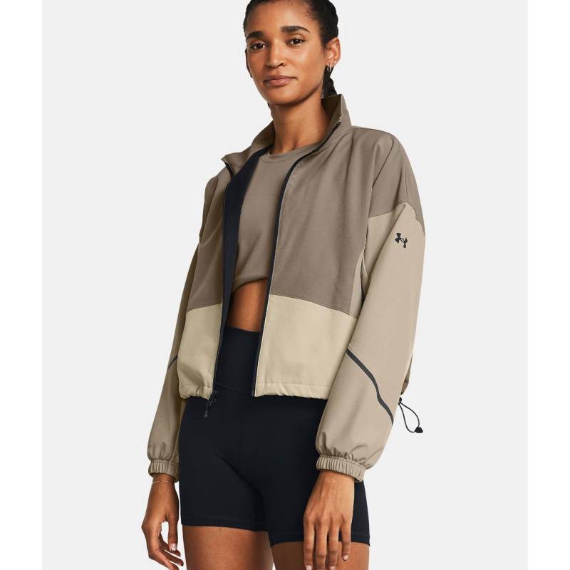 Trainerjacke Ohne Kapuze Damen Beige M von UNDER ARMOUR