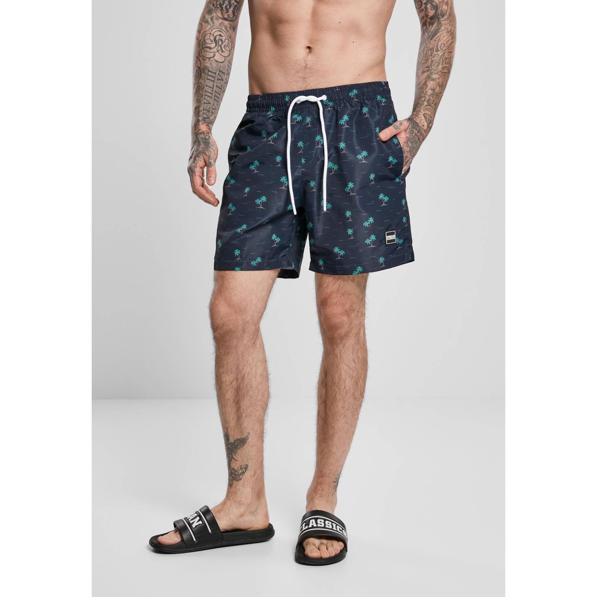 Badeshorts Pattern (grandes Tailles) Herren Schwarz / Blau XXL von URBAN CLASSICS