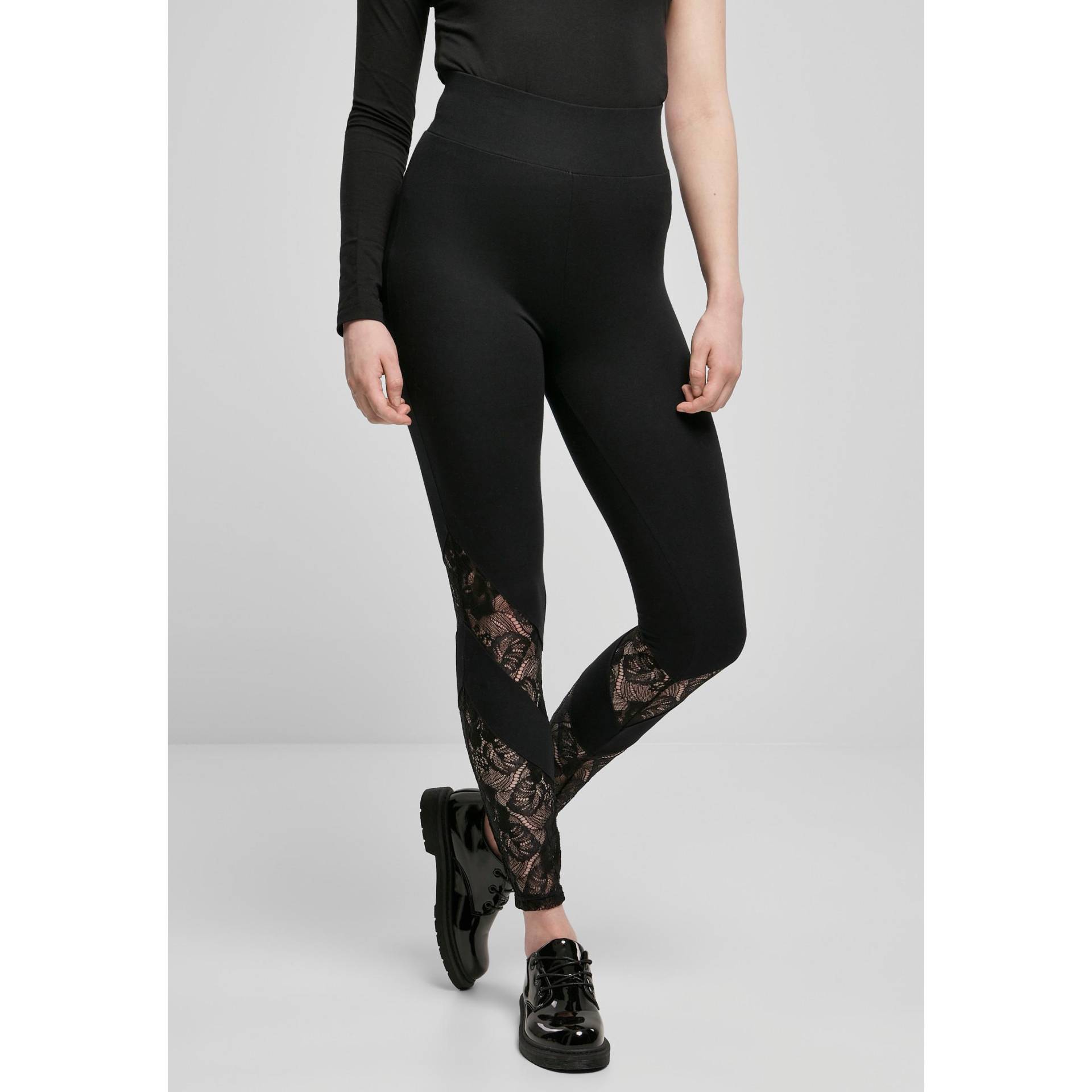 Damen-leggings Mit Hoher Taille Lace Inset Unisex  XS von URBAN CLASSICS