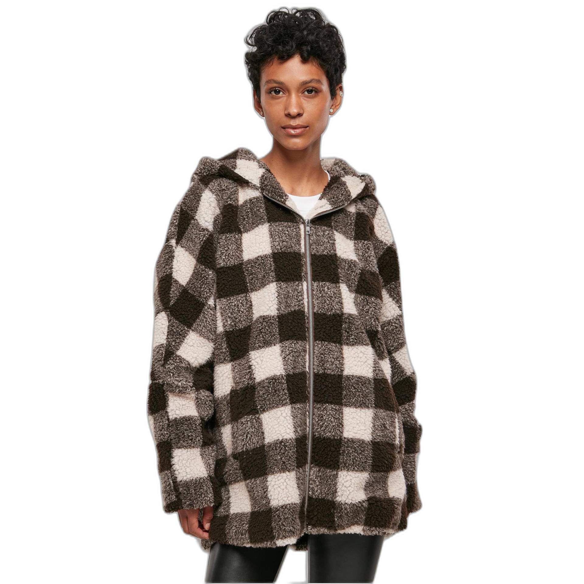 Karierter Sherpa-oversize-parka It Kapuze, Daen Damen  M von URBAN CLASSICS