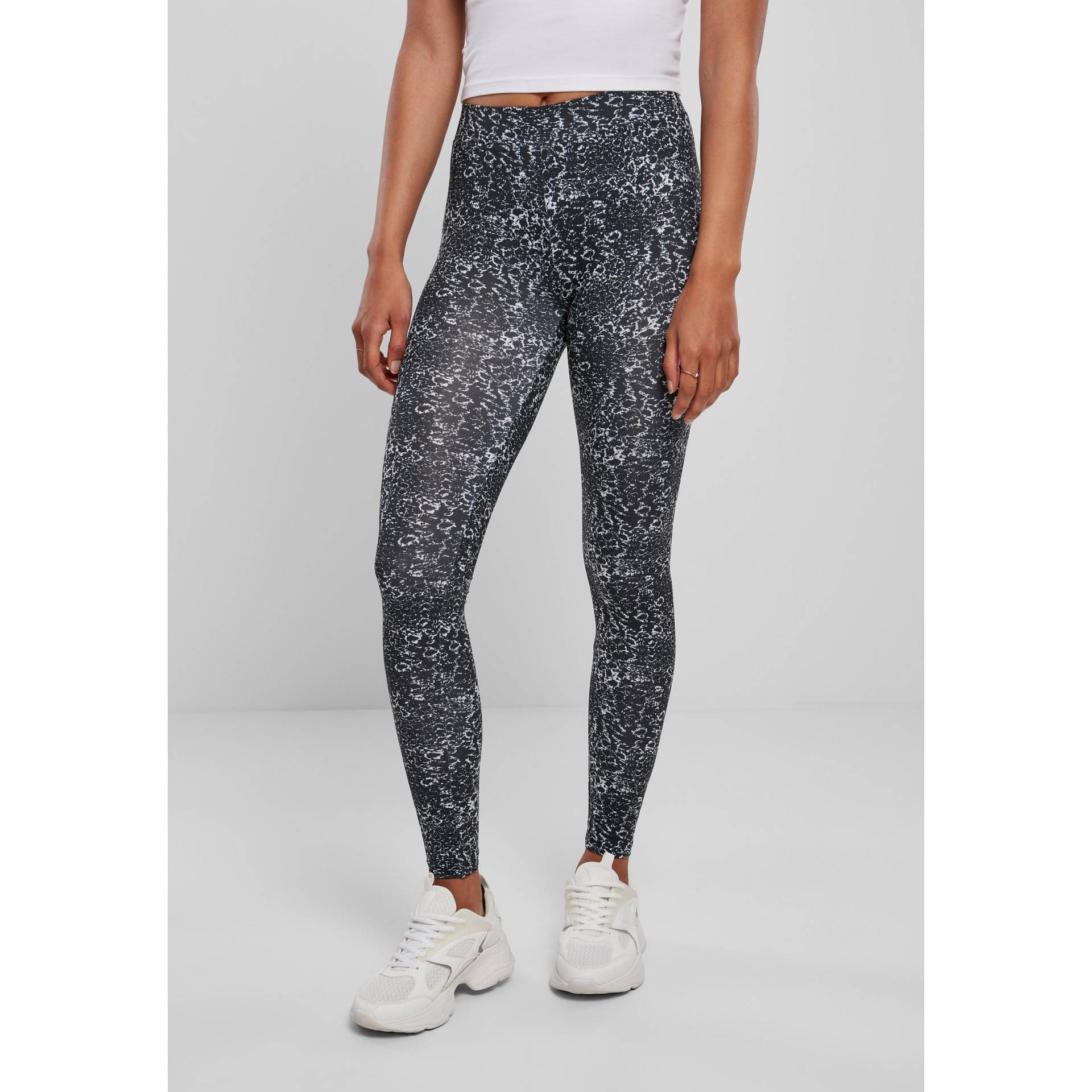 Leggings Frau Aop Damen Schwarz/Weiss M von URBAN CLASSICS