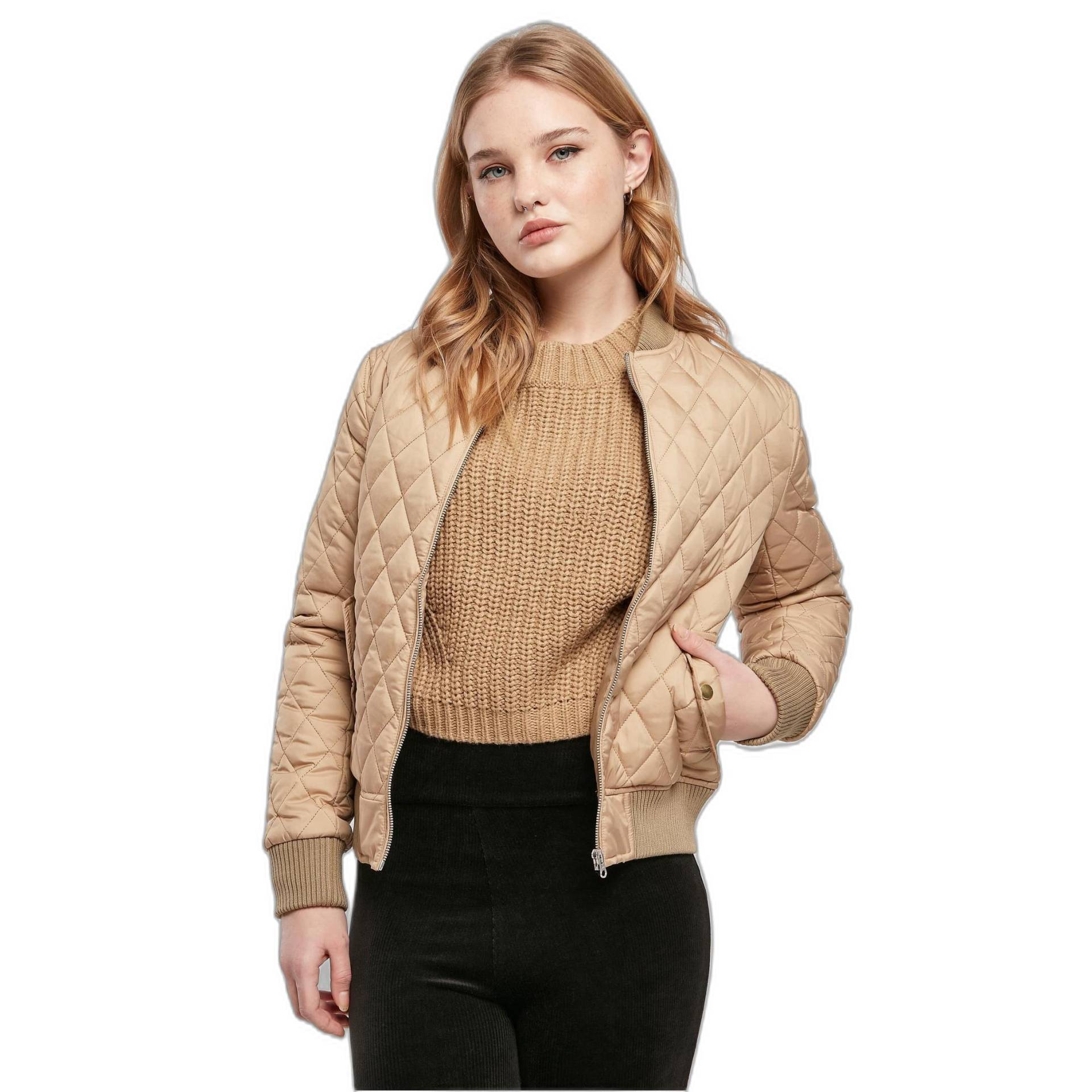 URBAN CLASSICS - nylon-daunenjacke mit rautenmuster, damen, für Damen, Größe XS von URBAN CLASSICS