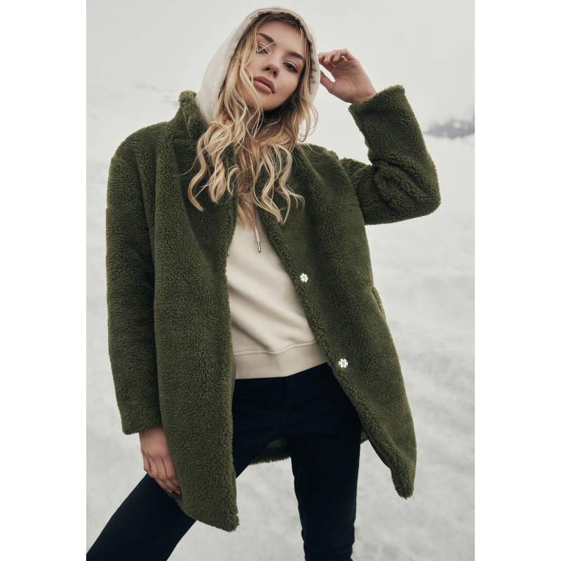 Urban Cassic Damen-parka In Übergröße Mit Sherpa Damen Olivegrün L von URBAN CLASSICS