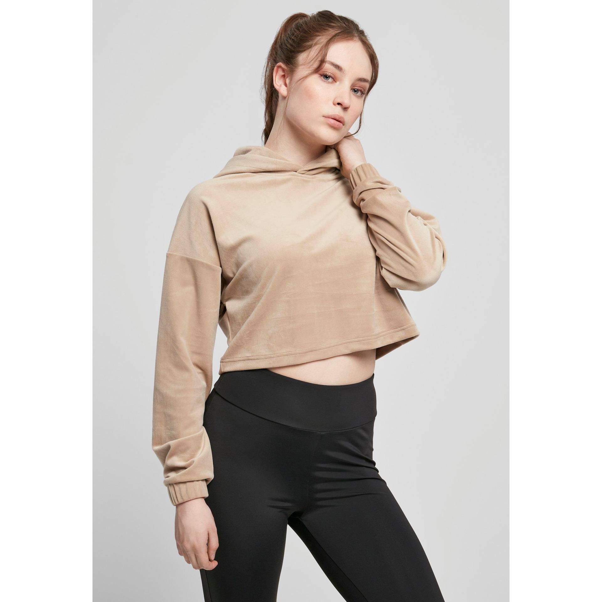 URBAN CLASSICS - damen-hoodie urban claic cropped velvet overized, für Damen, Größe S von URBAN CLASSICS