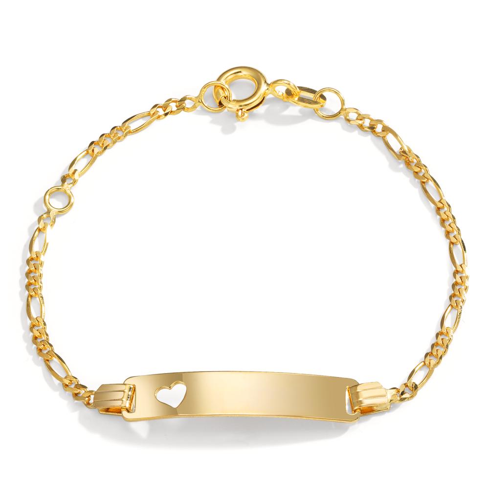 URECH Mädchen Gravurarmband 585/14 K Gelbgold Herz 12-14 cm verstellbar von URECH