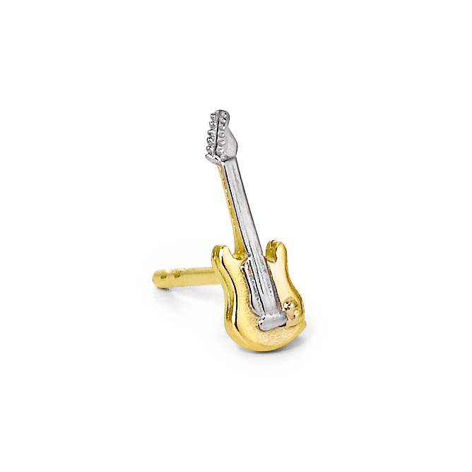 URECH Herren Ohrstecker 1 Stk 750/18 K Gelbgold Gitarre von URECH