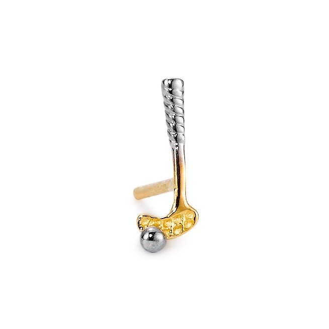 URECH Herren Ohrstecker 1 Stk 750/18 K Gelbgold Unihockey von URECH