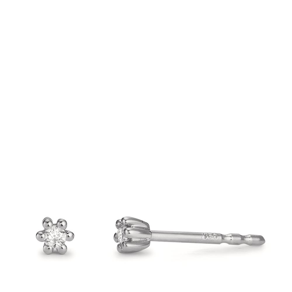 URECH Damen Ohrstecker 750/18 K Weissgold Diamant 0.04 ct, 2 Steine, w-pi1 Ø3 mm von URECH