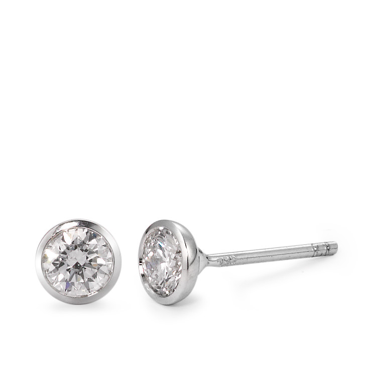 URECH Damen Ohrstecker 750/18 K Weissgold Diamant 0.50 ct, 2 Steine, w-si Ø5 mm von URECH