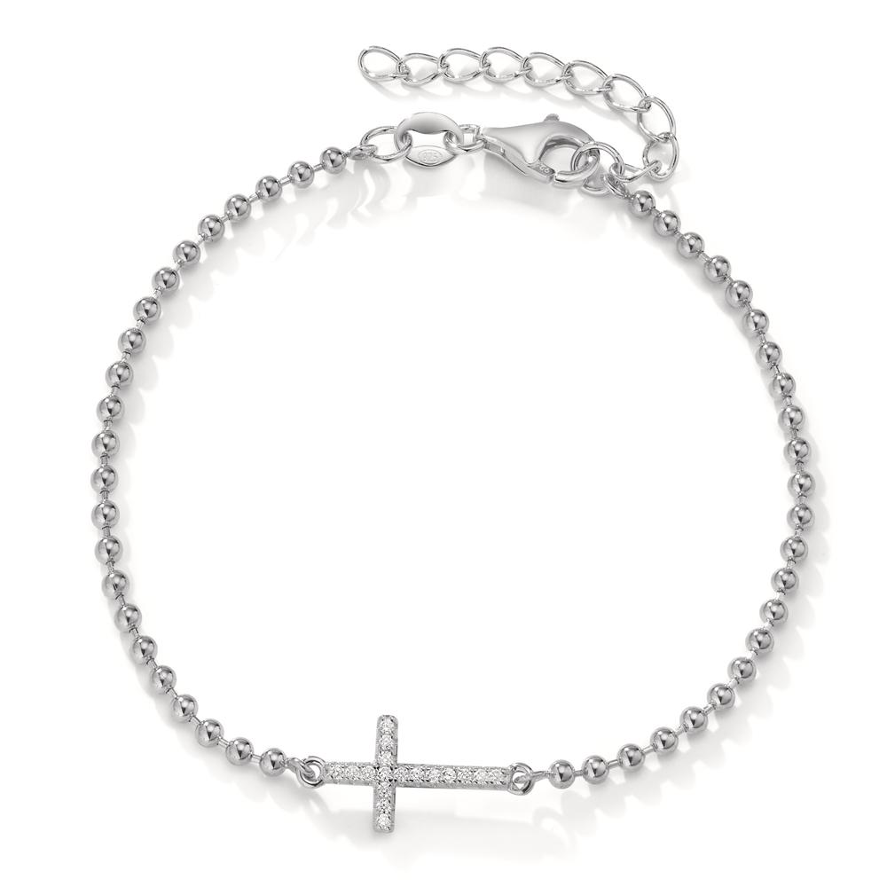 URECH Damen Armband Silber Zirkonia 17 Steine rhodiniert Kreuz 16-19 cm verstellbar von URECH