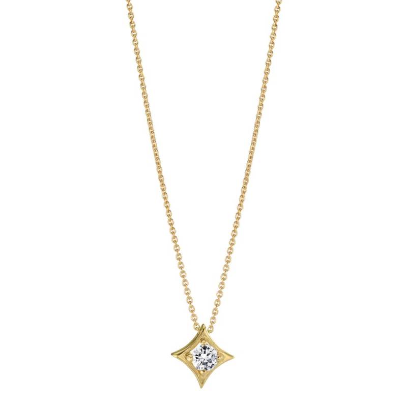 URECH Damen Halskette mit Anhänger 750/18 K Gelbgold Diamant 0.10 ct, w-si 40-42 cm verstellbar von URECH