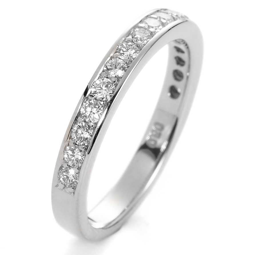 URECH Damen Memory Ring 750/18 K Weissgold Diamant weiss, 0.50 ct, 17 Steine, Brillantschliff, w-si von URECH