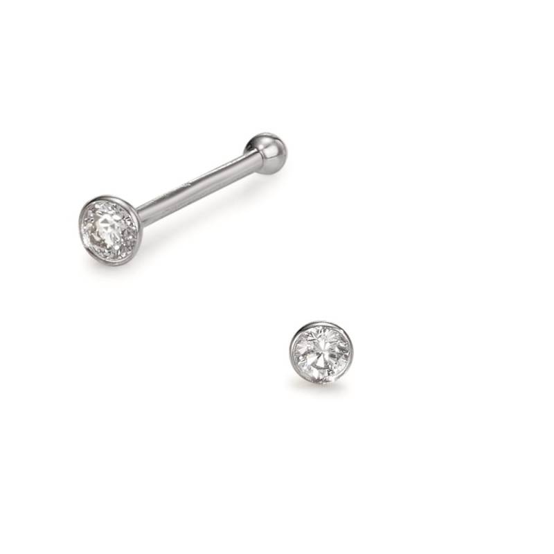 URECH Damen Nasenstecker 750/18 K Weissgold Diamant 0.035 ct, w-si Ø2.5 mm von URECH