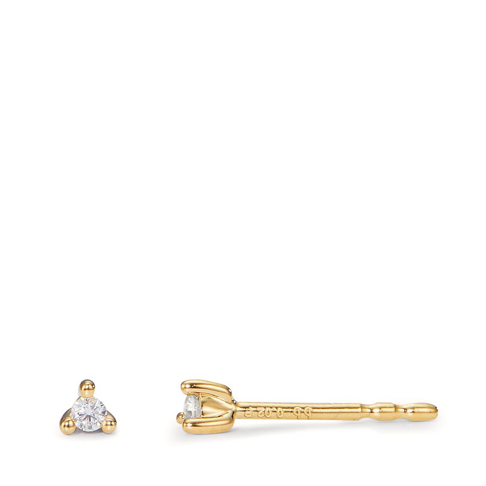 URECH Damen Ohrstecker 750/18 K Gelbgold Diamant 0.04 ct, 2 Steine, w-pi1 Ø2.5 mm von URECH