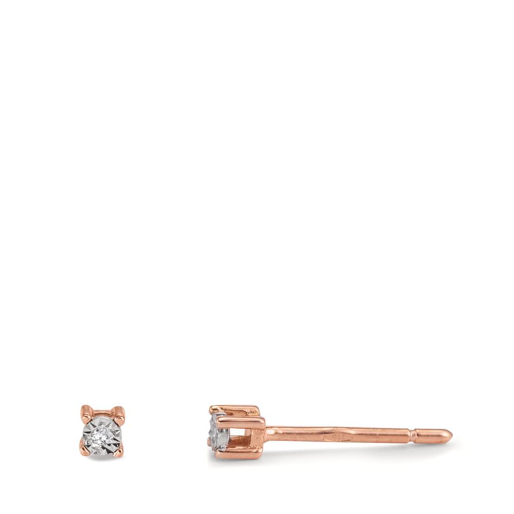 URECH Damen Ohrstecker 750/18 K Rotgold Diamant 0.02 ct, 2 Steine, w-si Ø2.5 mm von URECH