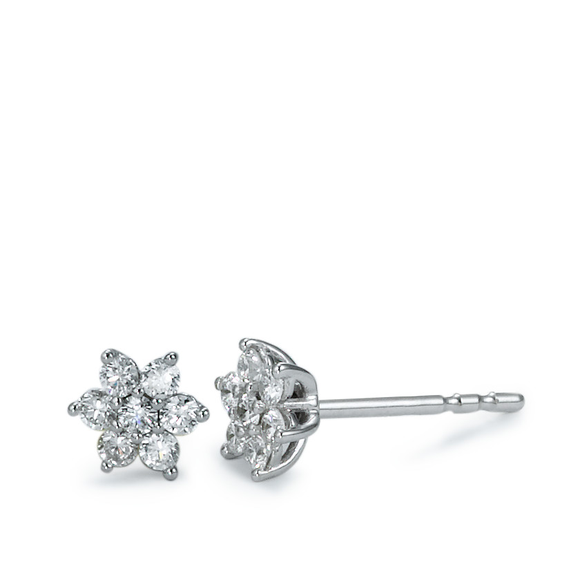 URECH Damen Ohrstecker 750/18 K Weissgold Diamant 0.24 ct, 14 Steine, Brillantschliff, w-si Ø5 mm von URECH