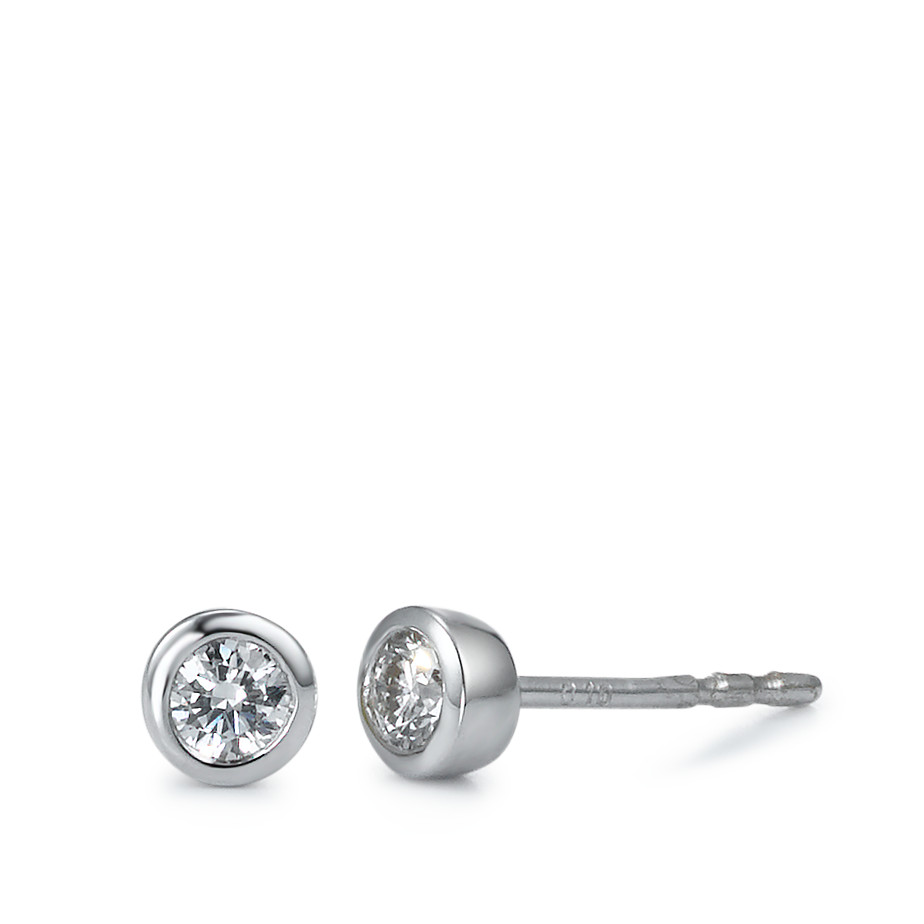 URECH Damen Ohrstecker 750/18 K Weissgold Diamant weiss, 0.20 ct, 2 Steine, Brillantschliff, w-si Ø4.5 mm von URECH