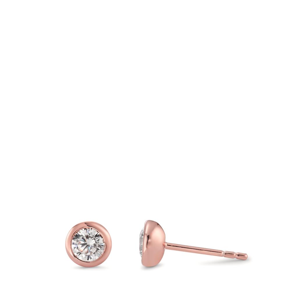 URECH Damen Ohrstecker Silber Zirkonia 2 Steine rosé vergoldet Ø5.5 mm von URECH