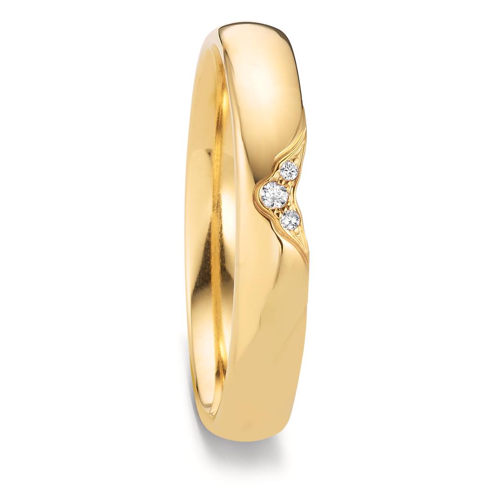 URECH Damen Partnerring 750/18 K Gelbgold Diamant 0.025 ct, 3 Steine, tw-vsi von URECH