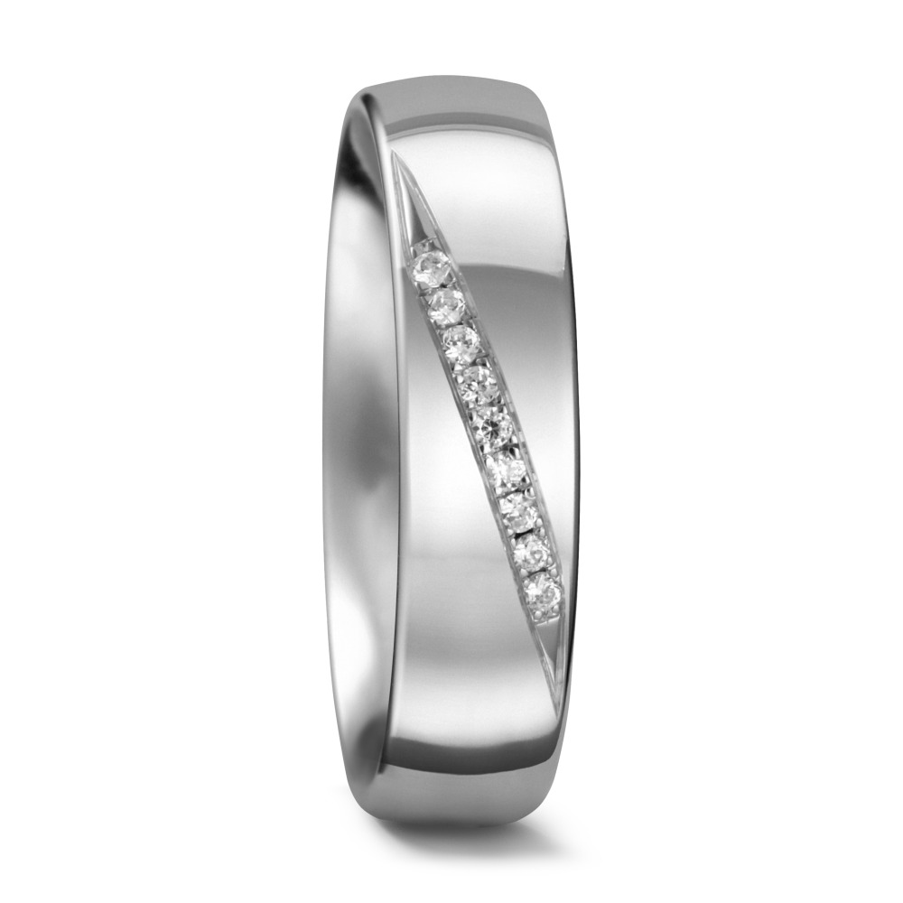 URECH Damen Partnerring 750/18 K Weissgold Diamant 0.045 ct, 9 Steine, tw-vsi von URECH