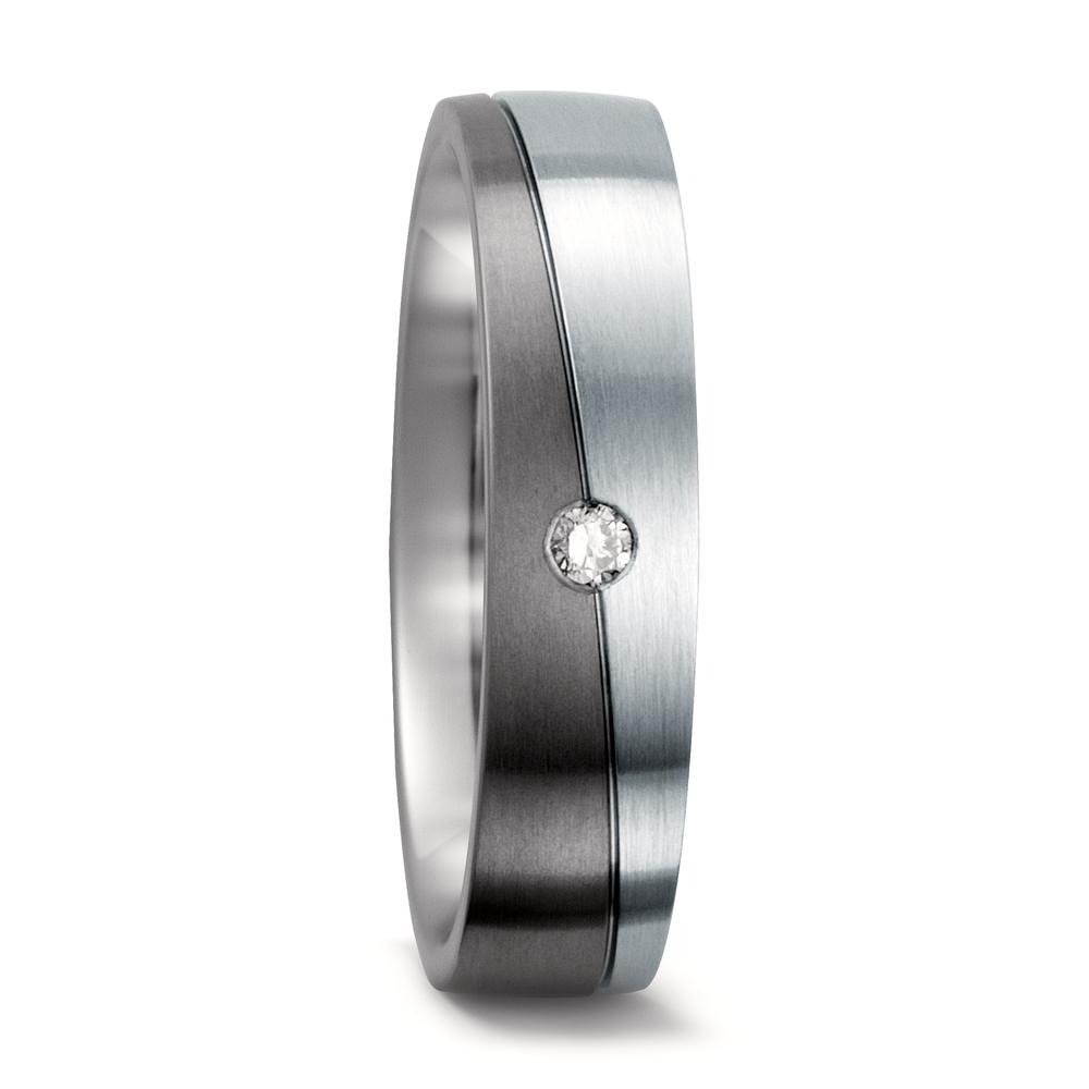 URECH Damen Partnerring Titan, Edelstahl Diamant 0.03 ct, w-si von URECH