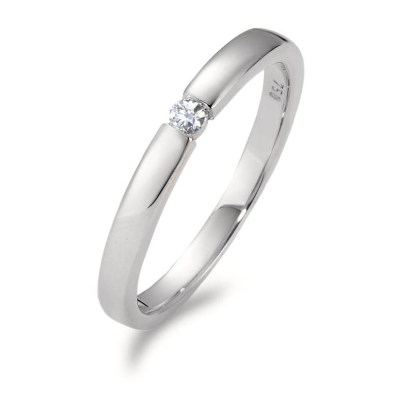 URECH Damen Solitär Ring 750/18 K Weissgold Diamant weiss, 0.05 ct, Brillantschliff, w-si von URECH