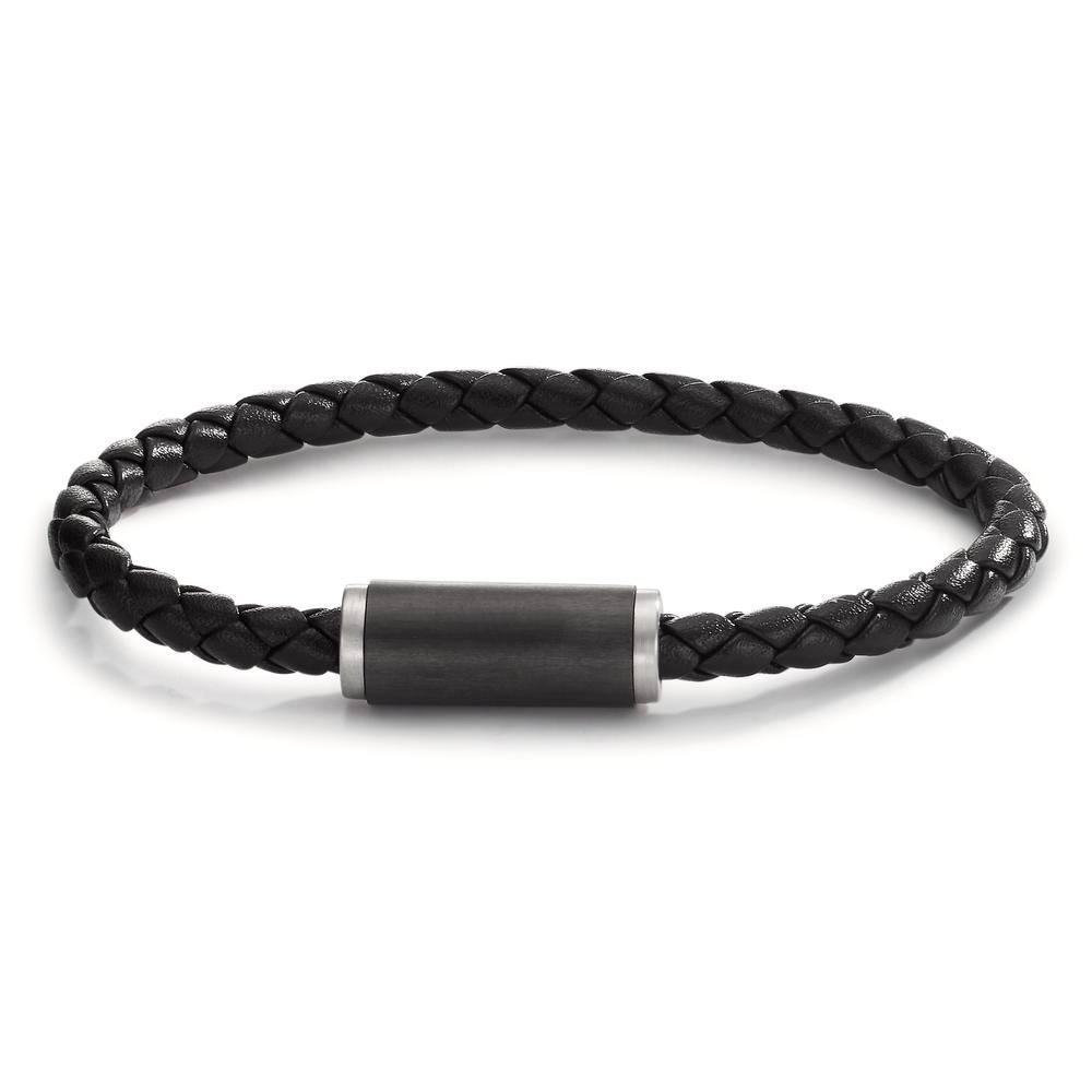 URECH Herren Armband Edelstahl, Leder, Carbon 21 cm Ø5.5 mm von URECH