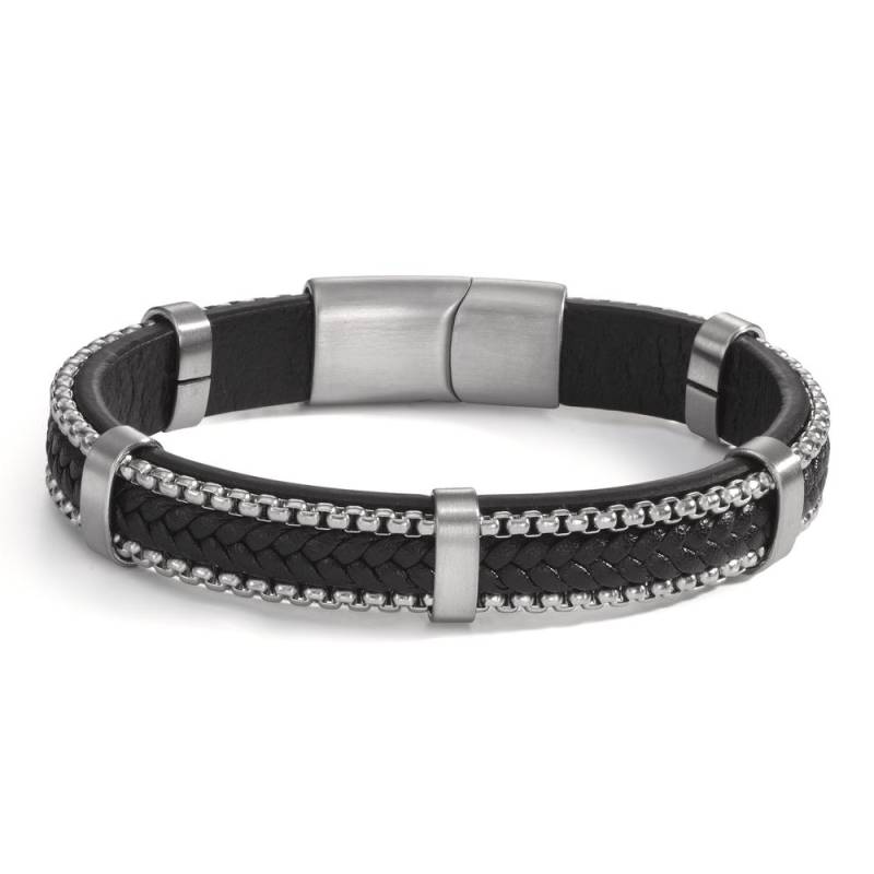 URECH Herren Armband Edelstahl, Leder 21 cm von URECH