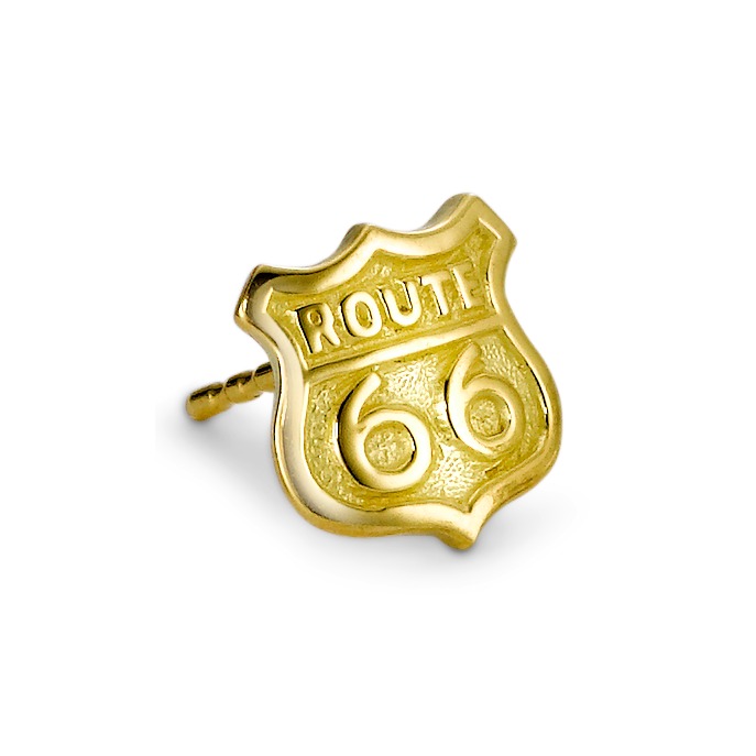 URECH Herren Ohrstecker 1 Stk 750/18 K Gelbgold Route 66 von URECH