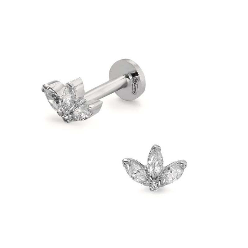 URECH Piercing 750/18 K Weissgold Zirkonia 4 Steine Ø4.5 mm von URECH