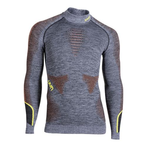 UYN Man Ambityon Uw Shirt Lg_Sl. Melange Turtleneck - black melange/orange/yellow (Grösse: L/XL) von UYN