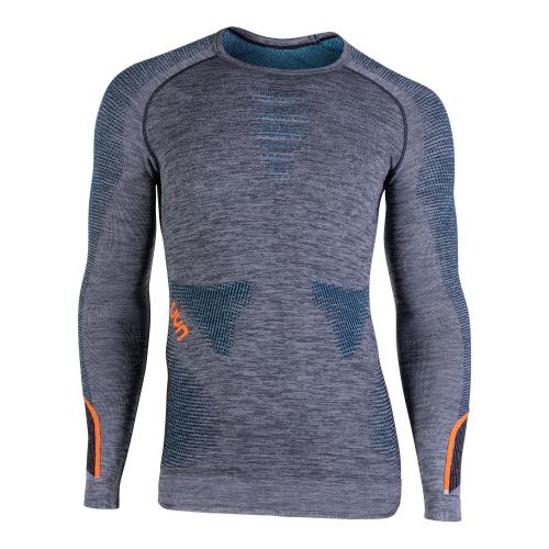 UYN Man Ambityon Uw Shirt Lg_Sl. Melange - black melange/atlantic/orange shiny (Grösse: L/XL) von UYN