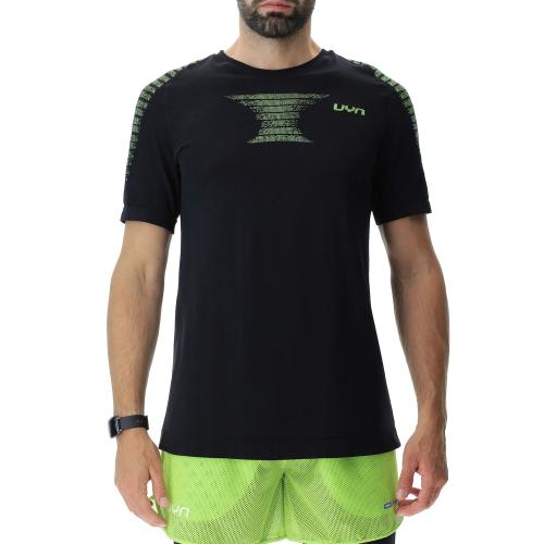 UYN Man Padel Series Smash Shirt Short Sleeves - black onix/lime (Grösse: L) von UYN